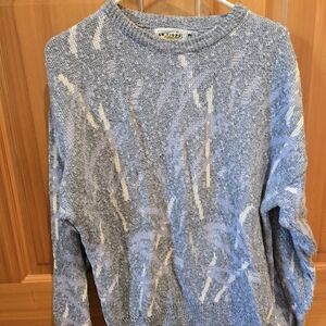 Le Tigre Men's Blue and White Patterned Crewneck Sweater